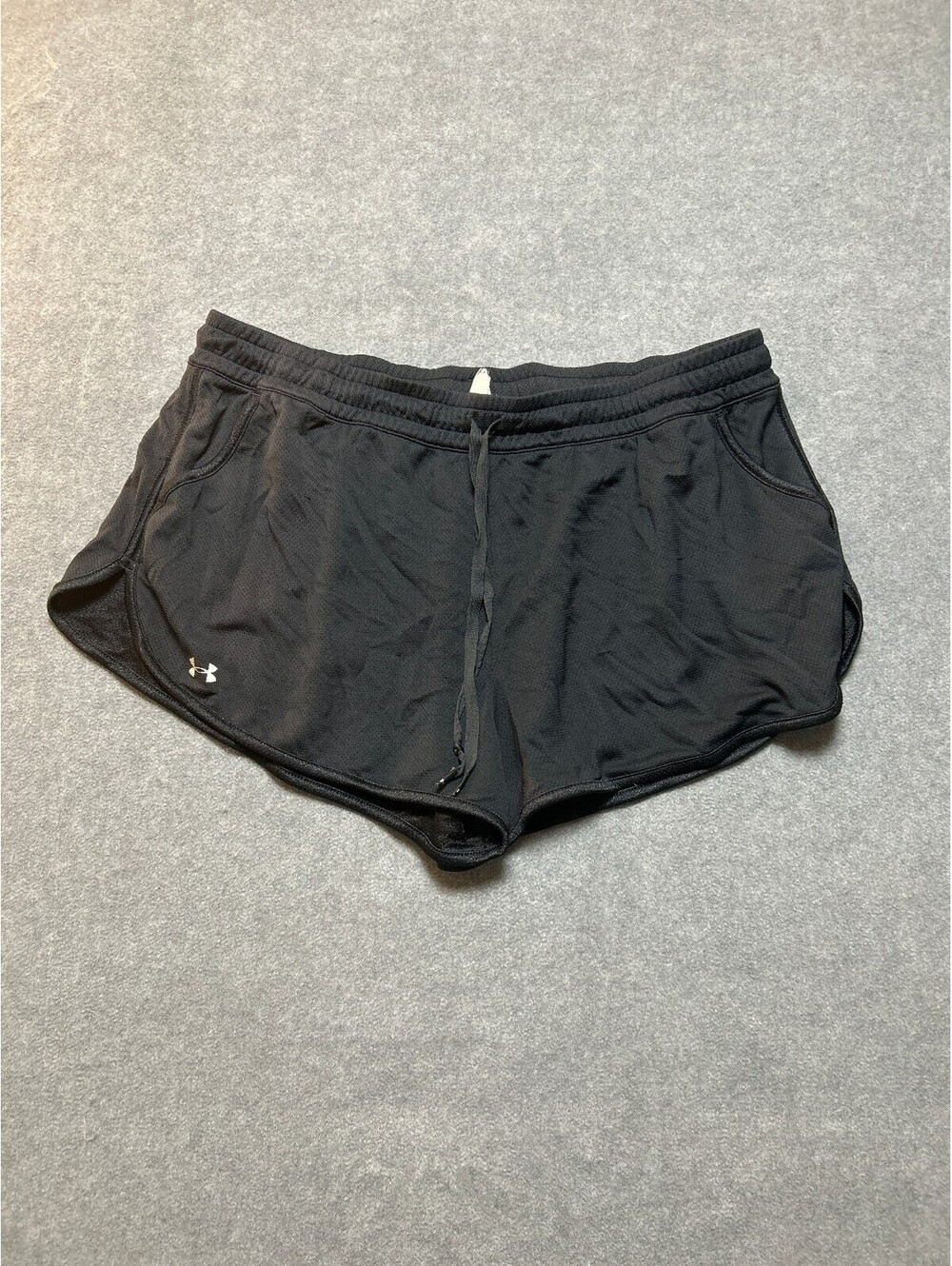 Under Armour HeatGear Womens Black Running Shorts XL Semi Fitted Athletic Gym